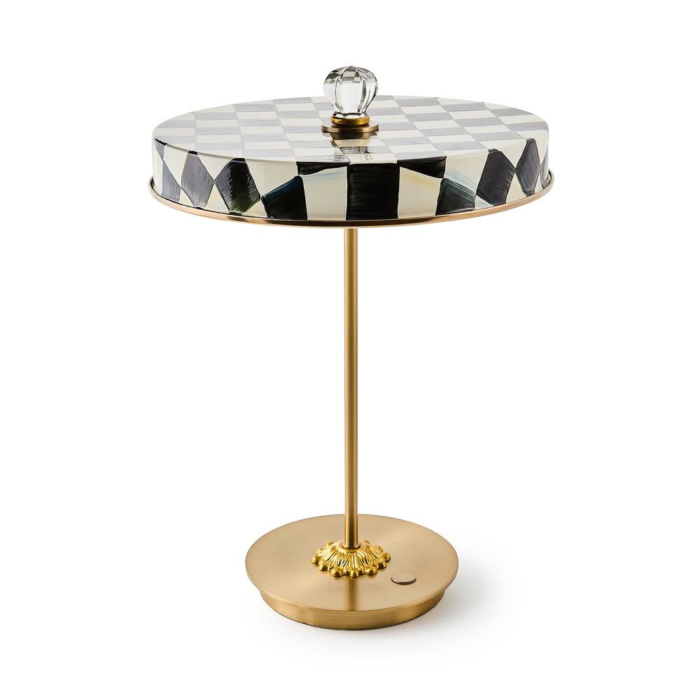 Courtly Check LED Rechargeable Disk Table Lamp