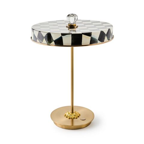 Courtly Check LED Rechargeable Disk Table Lamp