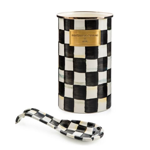 Courtly Check Enamel Spoon Rest & Utensil Holder Set