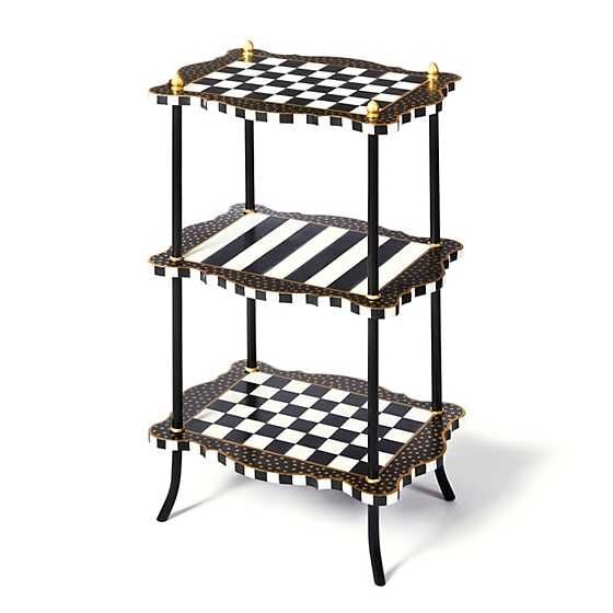 Black & White Check and Stripe 3 Tier Table