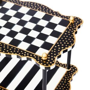 Black & White Check and Stripe 3 Tier Table