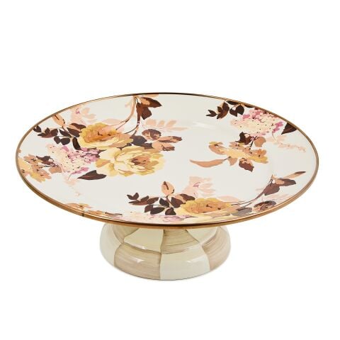 Wild Rose White Small Pedestal Platter