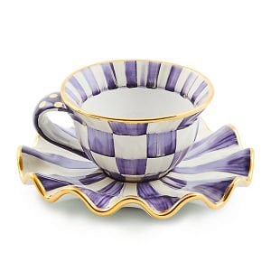 Plum Check Ceramic Teacup