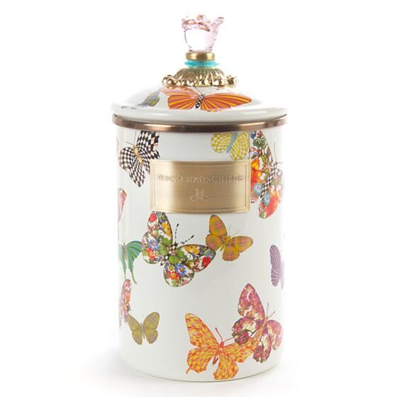 Butterfly Garden Large Canister - White