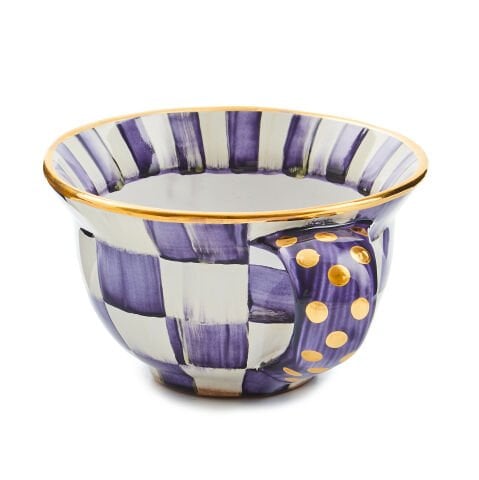 Violet Check Ceramic Teacup