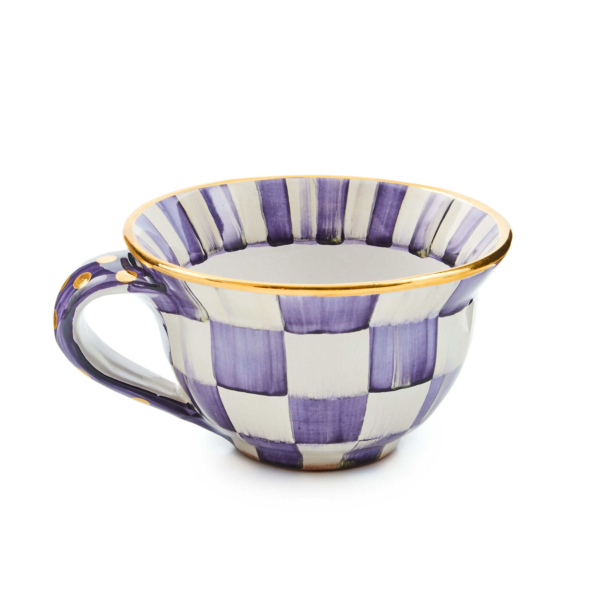 Violet Check Ceramic Teacup