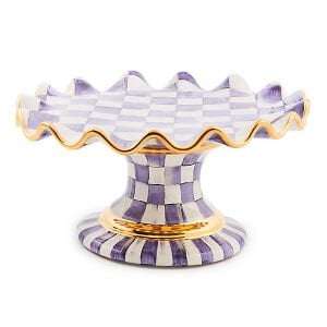Plum Check Ceramic Fluted Cake Stand