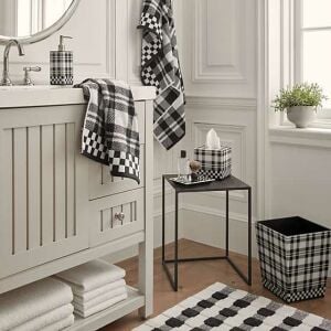 Black & White Tartan Waste Bin