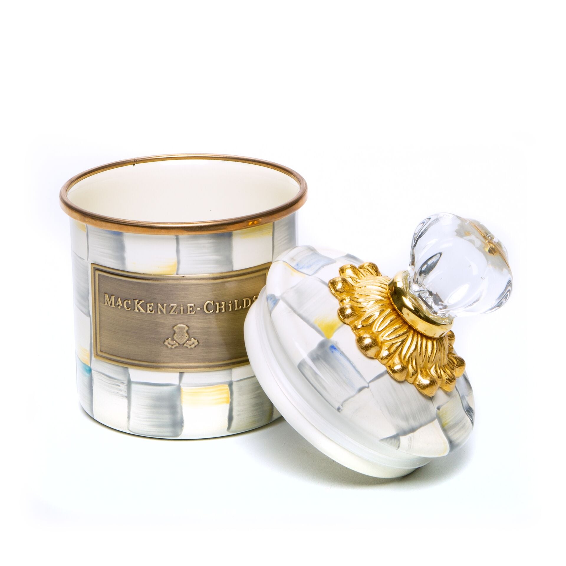Sterling Check Enamel Canister - Mini
