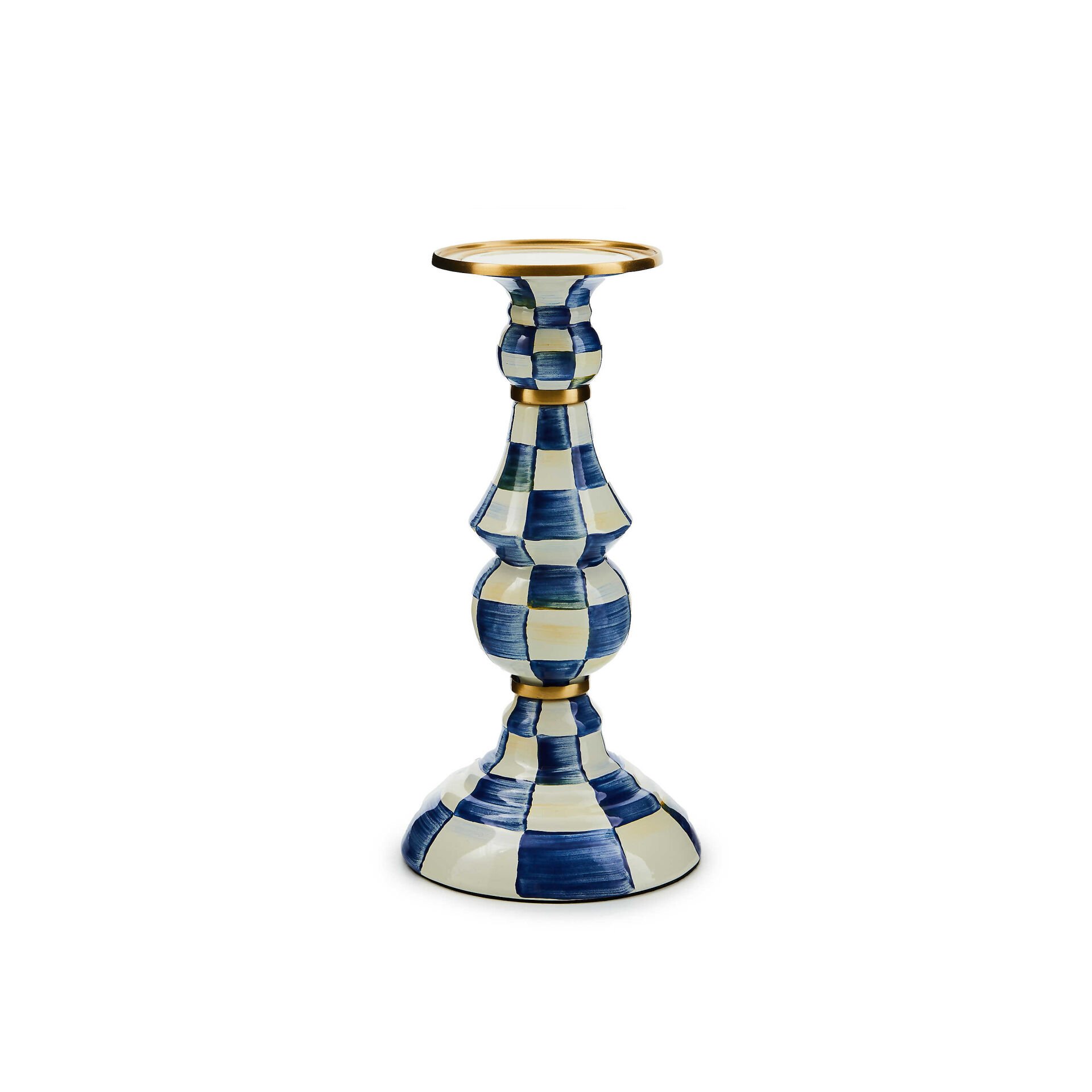 Royal Check Large Pillar Candlestick