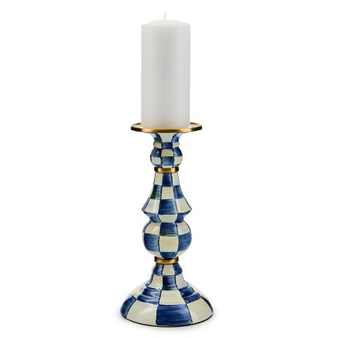 Royal Check Large Pillar Candlestick