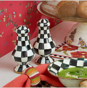 Courtly Check Enamel Large Salt & Pepper Shakers