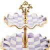 Plum Check Ceramic Three Tier Sweet Stand