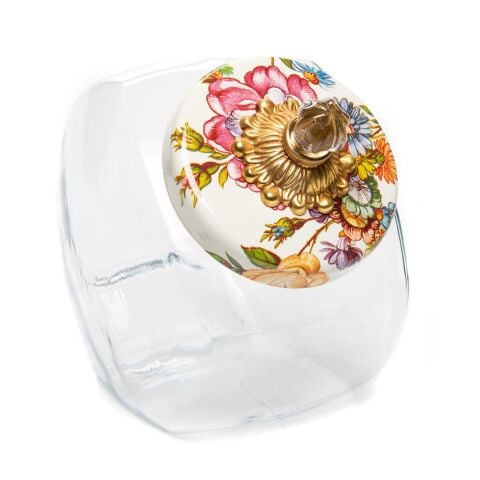 Sweets Jar with White Flower Market Lid