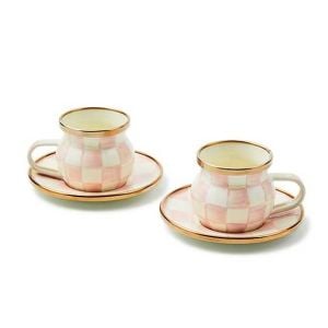 Rosy Check Espresso Cup & Saucer Set