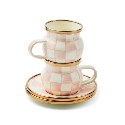 Rosy Check Espresso Cup & Saucer Set