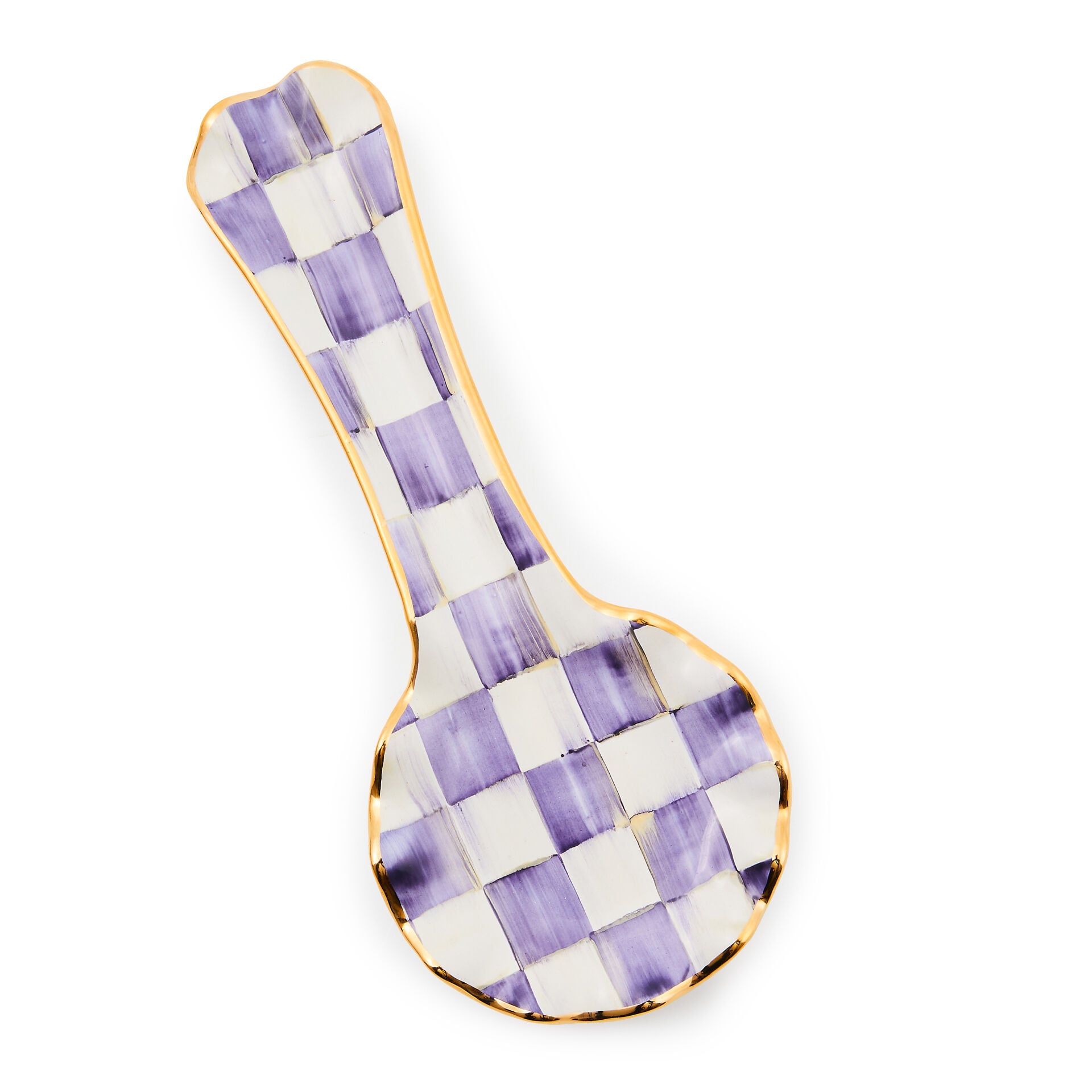 Violet Check Ceramic Spoon Rest