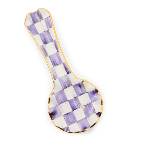 Violet Check Ceramic Spoon Rest