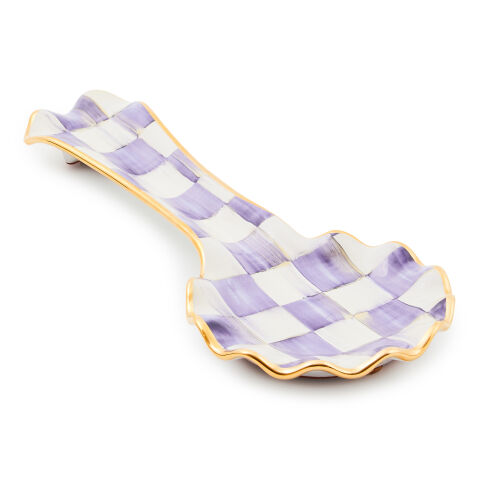 Violet Check Ceramic Spoon Rest
