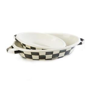 Courtly Check Enamel Oval Gratin Dish - Medium