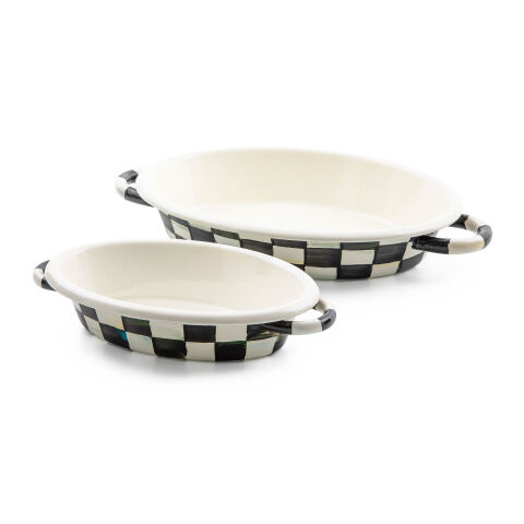 Courtly Check Enamel Oval Gratin Dish - Medium