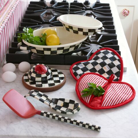Courtly Check Enamel Oval Gratin Dish - Medium