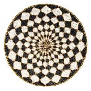Kaleidoscope Black & Ivory Beaded Placemat