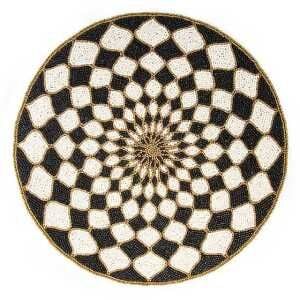 Kaleidoscope Black & Ivory Beaded Placemat