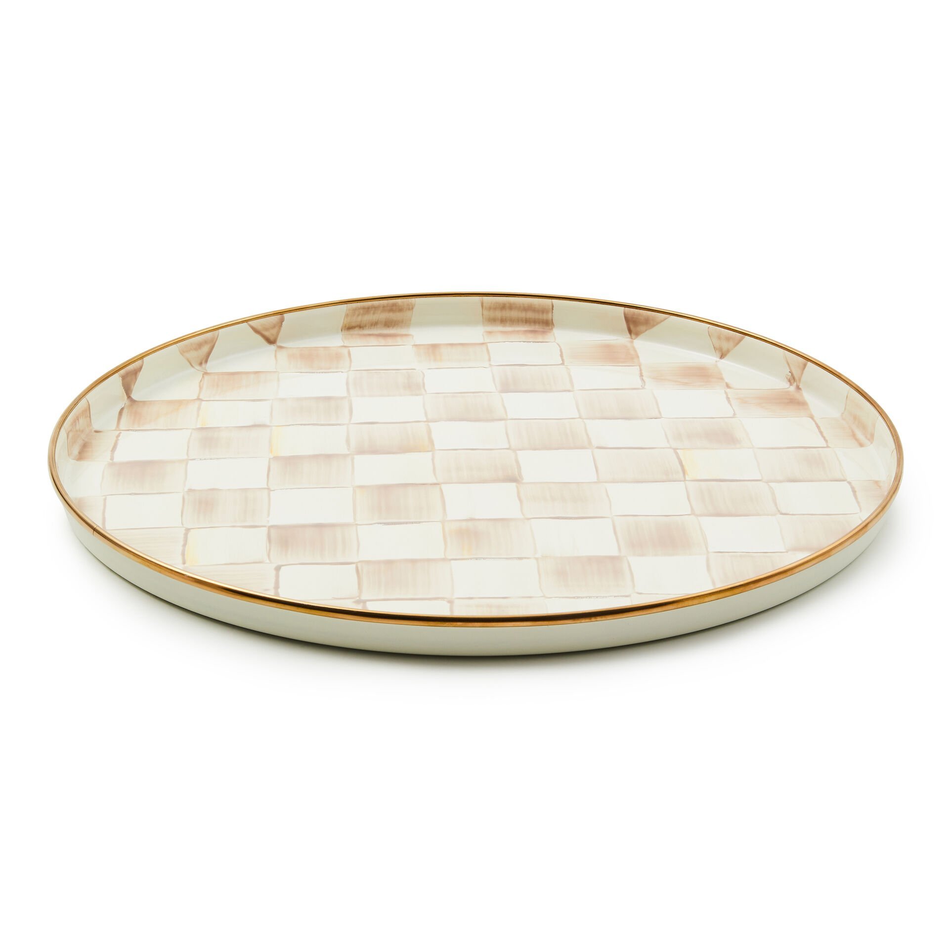 Mocha Check Round Tray