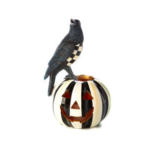 Crow on Illuminated Pumpkin