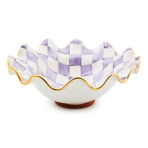 Plum Check Medium Ceramic Fluted Serving Bowl