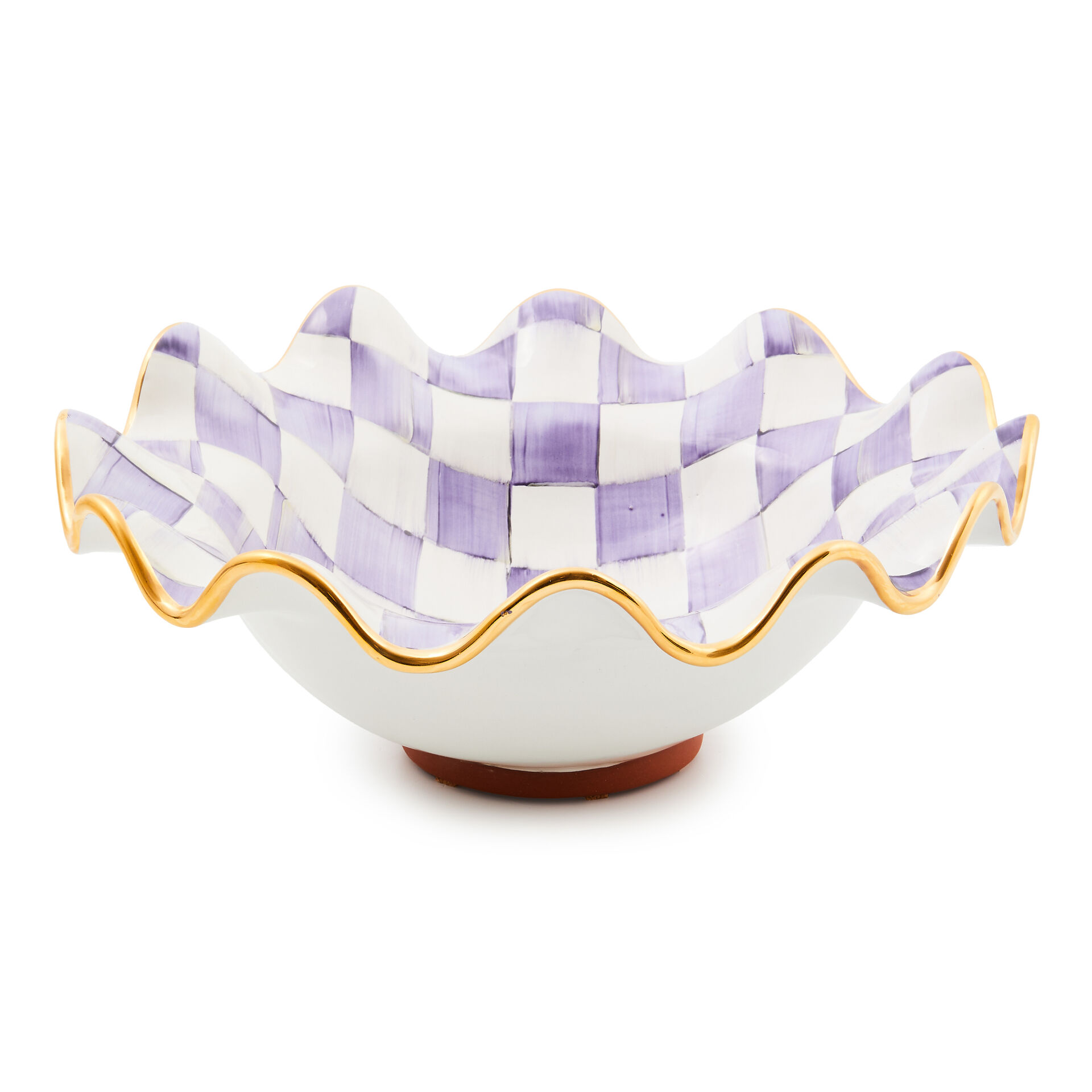 Violet Check Medium Ceramic Fluted Serving Bowl