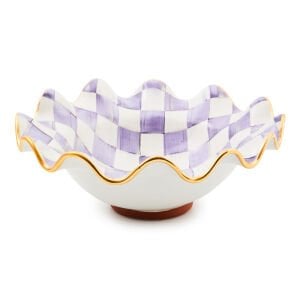 Plum Check Medium Ceramic Fluted Serving Bowl