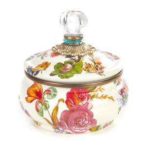 Flower Market Squashed Pot - White