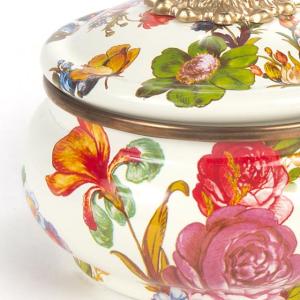 Flower Market Squashed Pot - White