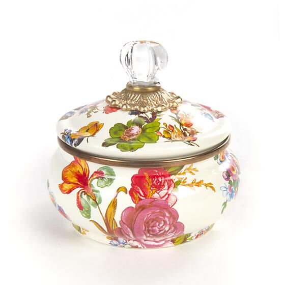 Flower Market Squashed Pot - White