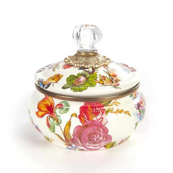 Flower Market Squashed Pot - White