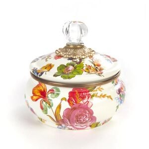 Flower Market Squashed Pot - White