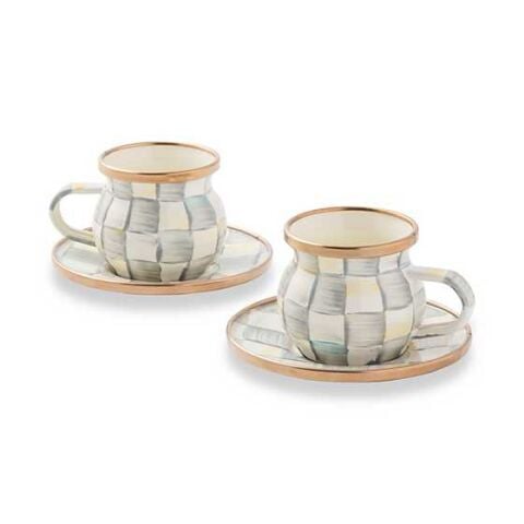 Sterling Check Espresso Cup & Saucer Set