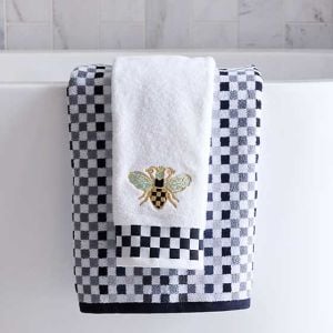 Micro Check Black & White Bath Towel