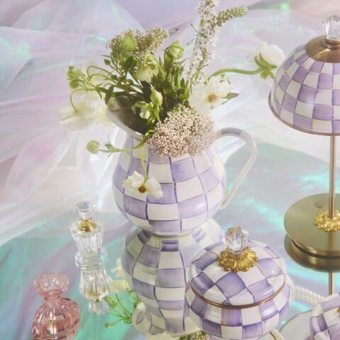Violet Check Pitcher