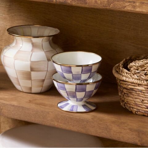 Violet Check Ice Cream Dish