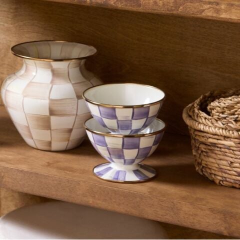 Violet Check Ice Cream Dish