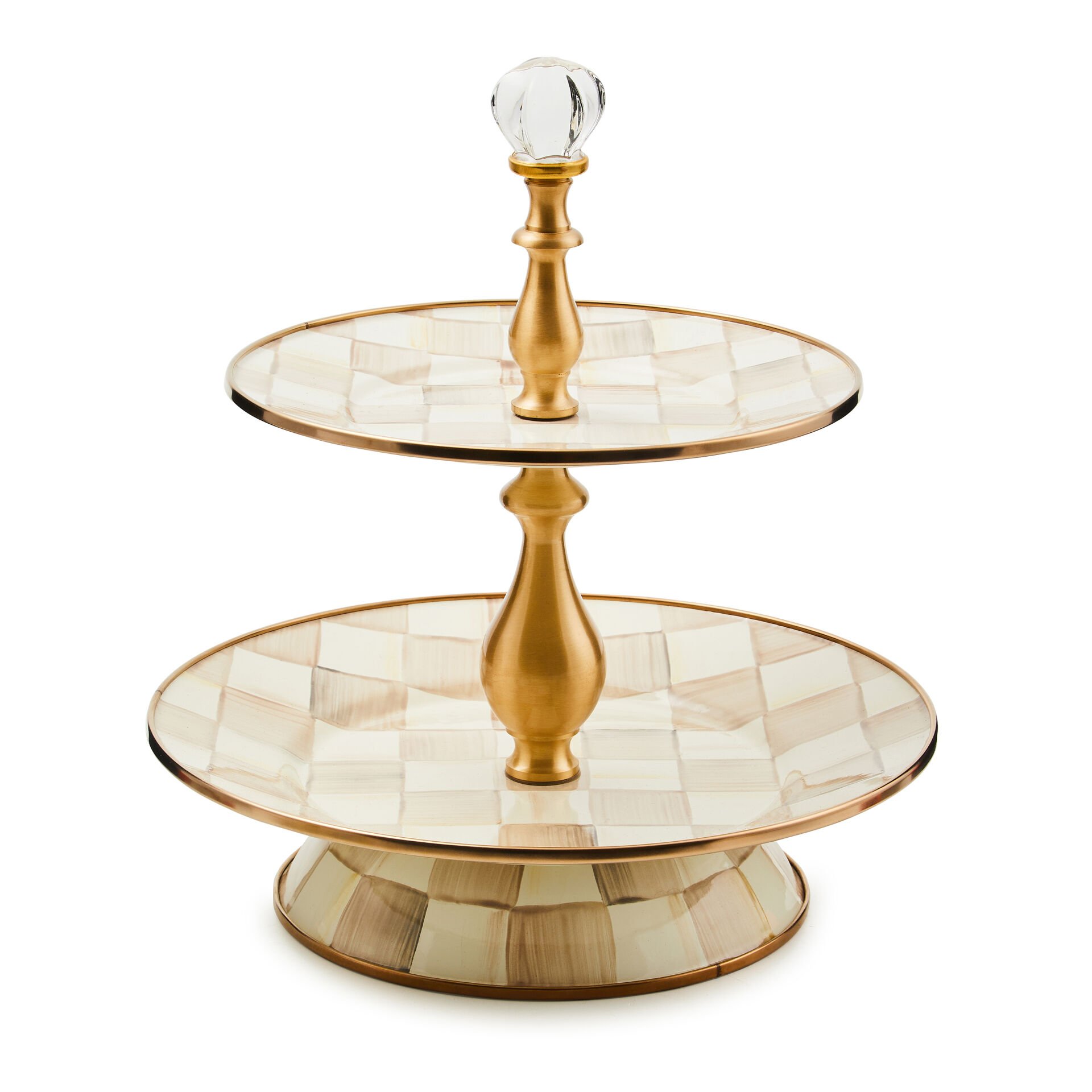 Mocha Check Two Tier Sweet Stand