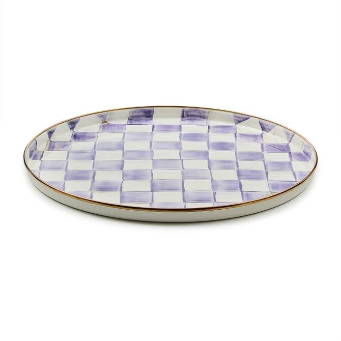 Violet Check Round Tray