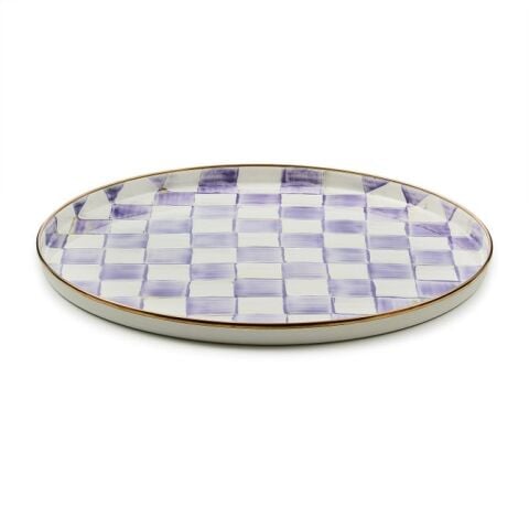 Violet Check Round Tray