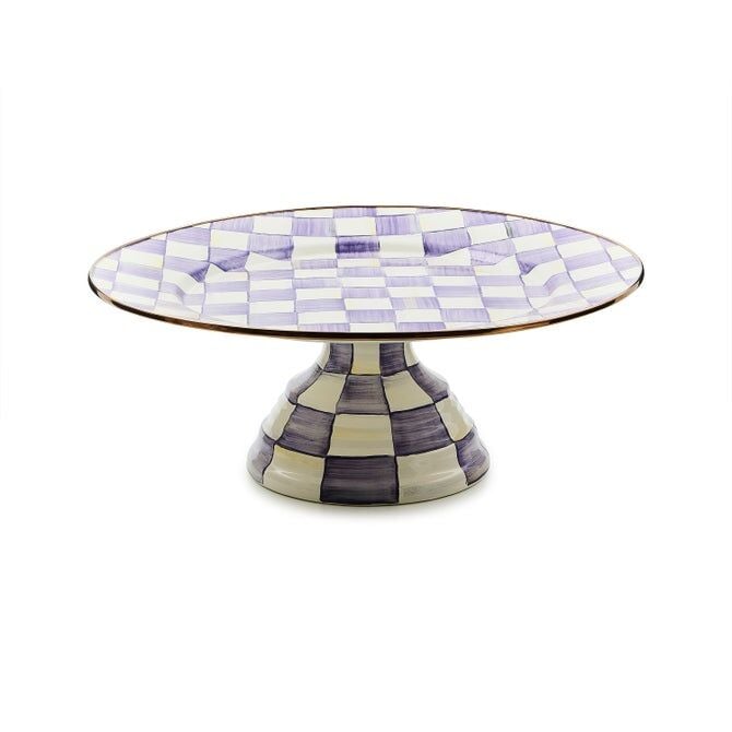 Violet Check Large Pedestal Platter