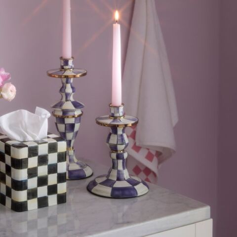 Violet Check Small Candlestick