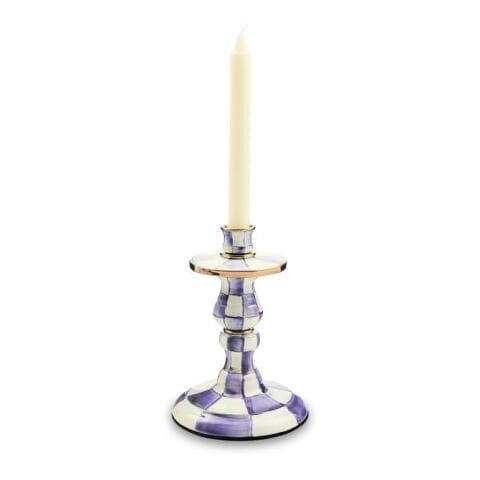 Violet Check Small Candlestick