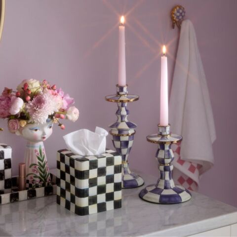 Violet Check Medium Candlestick